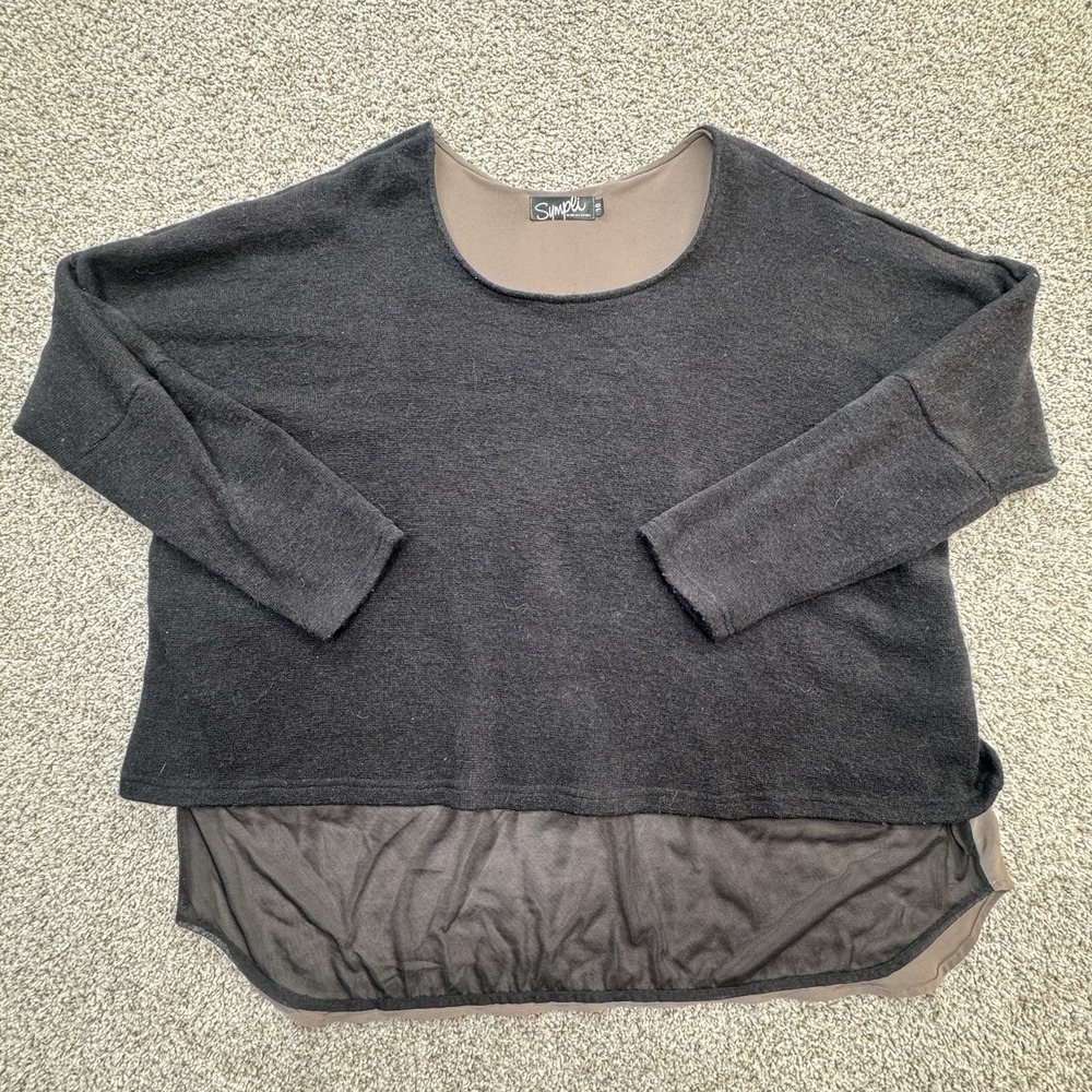 Sympli Lockhart Oversized Sweater Dark Gray Black Acrylic Size 10